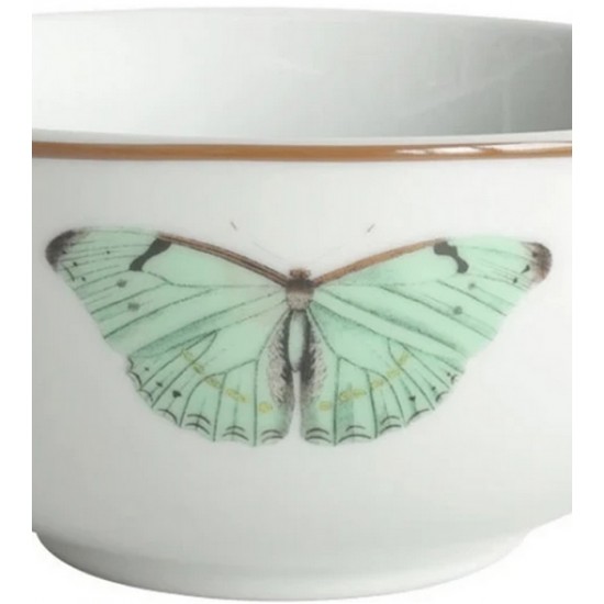 Bowl 250ML 13cm por 6,2 cm Borboleta em porcelana Brown Rim L'Hermitage
